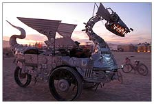 The best dragon of Burning Man in my opinion. Not only did this artistic creation drive, with the wings operating as though flying across the playa, but it also shot flames out its mouth too!