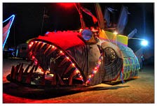 Another art car, this one a lantern fish. I remember ten years or earlier when I'd first heard of Burning Man I saw this amazing photo in Mens Journal or maybe it was Outside magazine, of this woman riding a lantern fish art car at Burning Man. This was the first one I saw, which reminded me of that photo. I ended up seeing that lady and that lantern fish car from the photo later in the week, but I didn't have my camera.