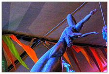 Fantastic perspective statue in the center camp tent.